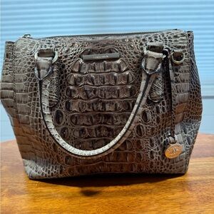 Brahmin Crocodile Embossed Leather Bag - Taupe